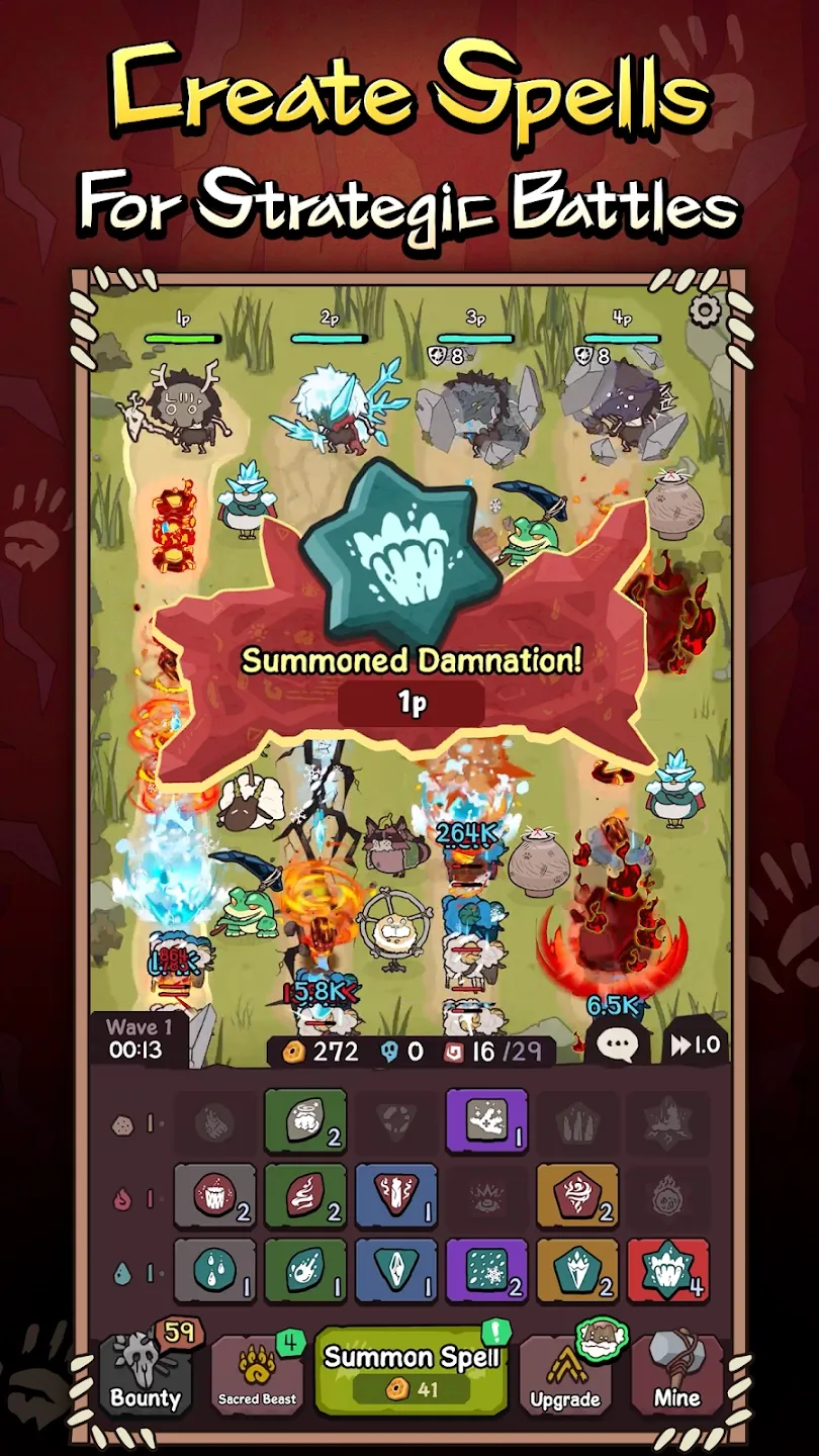 Gameplay-Szene aus Epic Shaman Battle: 4P Defense